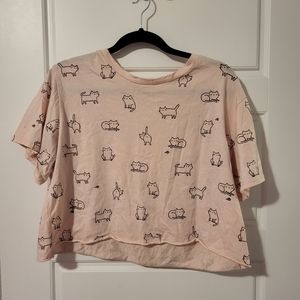 Awesome cat crop tee
